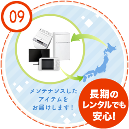 09 引越し時も継続レンタル可能！